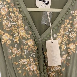 NWT Savana Jane Boho Maxi Embroidered Dress